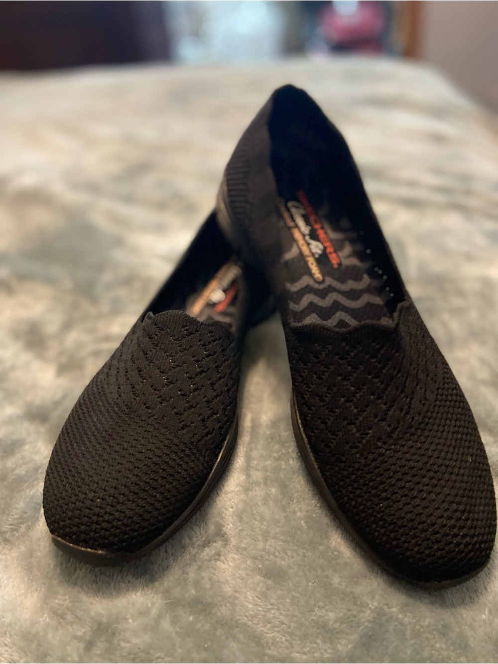 Skechers Black Knit Slip-On Loafers